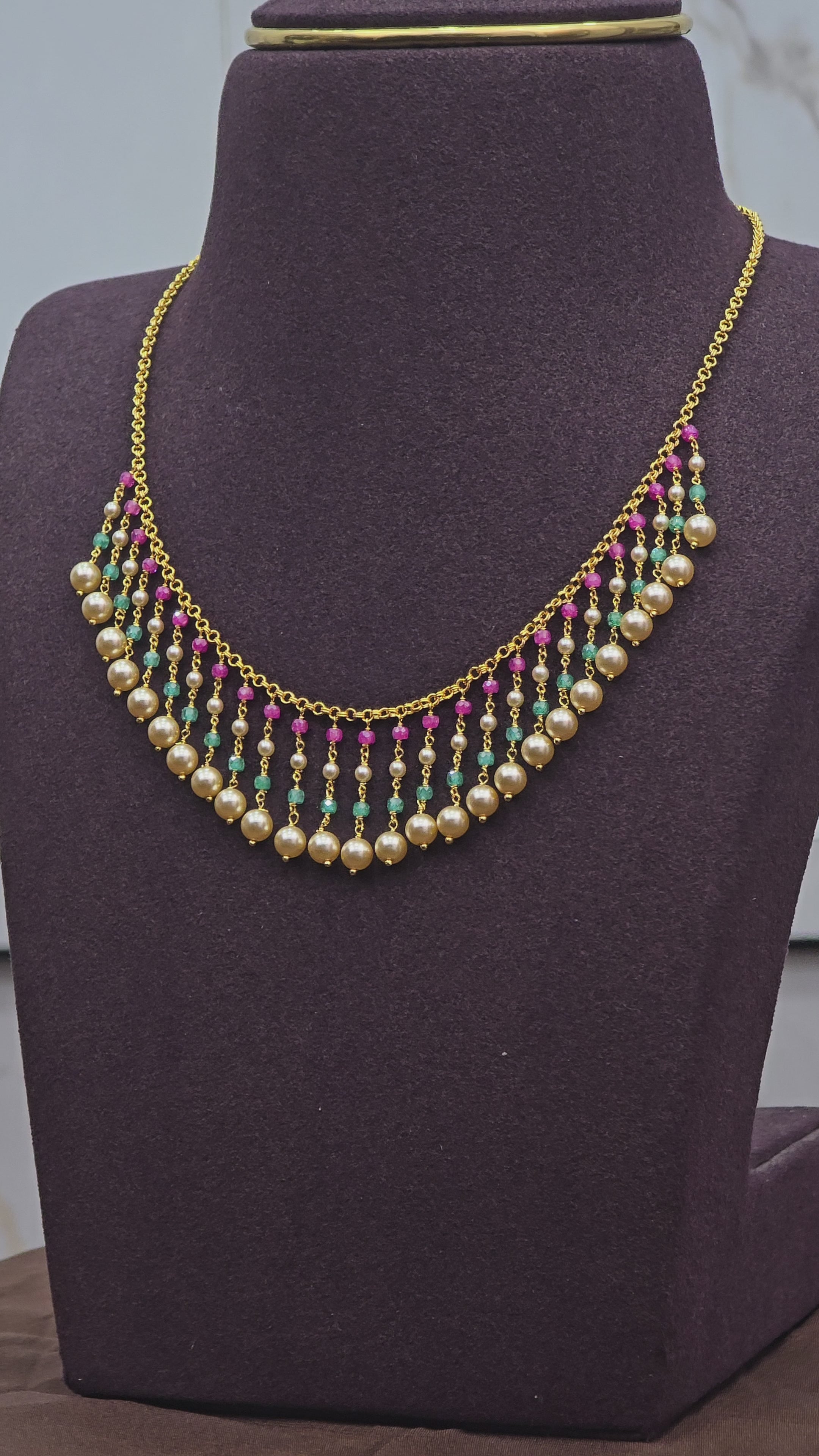 Multicolor Pearl Drop Necklace