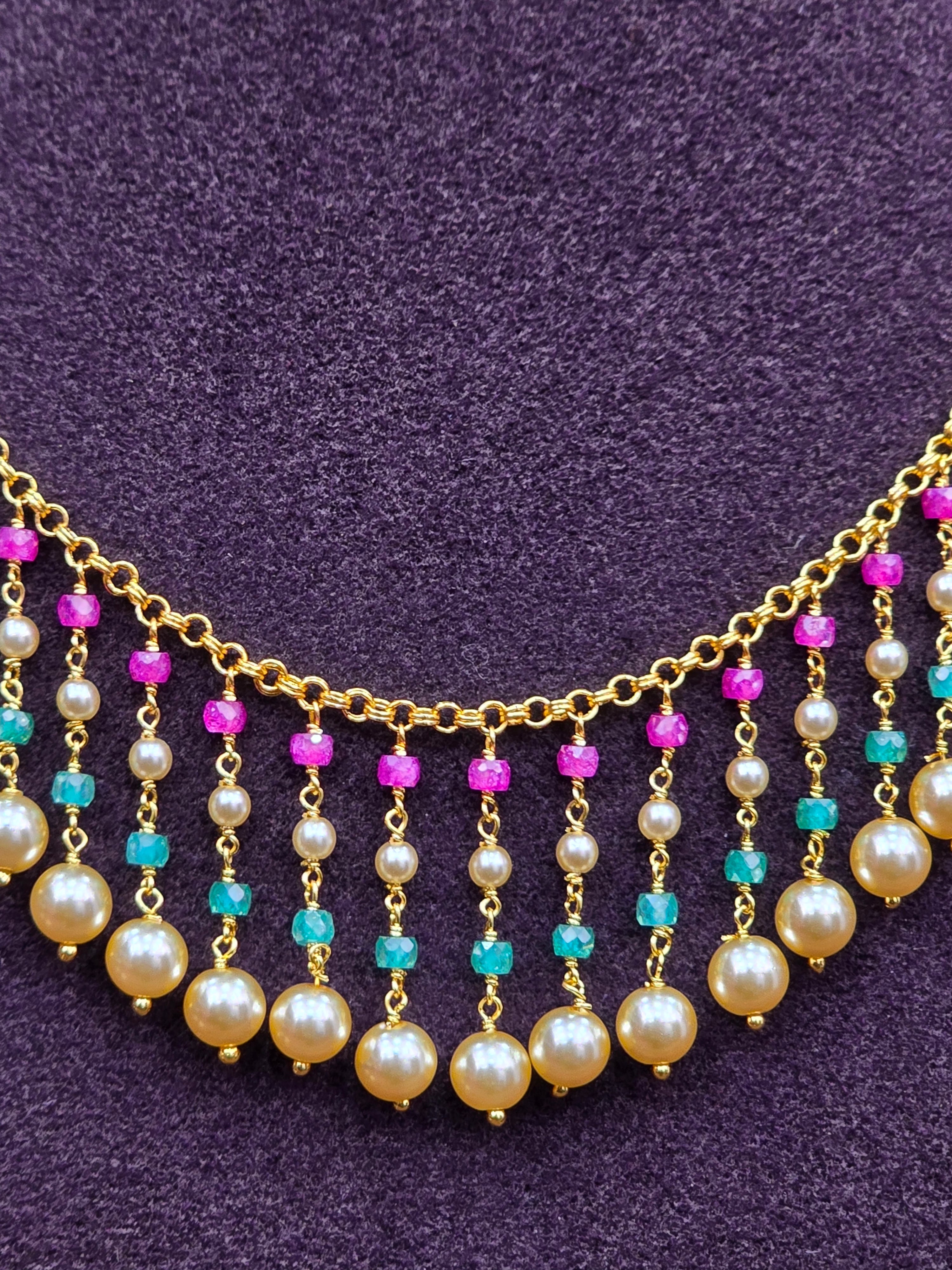 Multicolor Pearl Drop Necklace